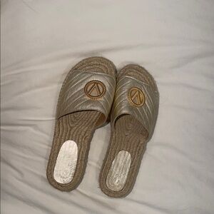 Valentino By Mario Valentino Gold Quilted Mules